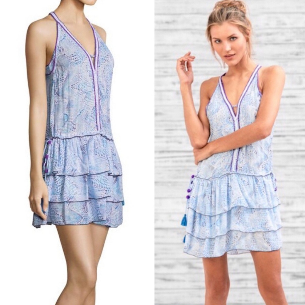 NWT Poupette St Barth Bety Ruffled Pompom mini dress